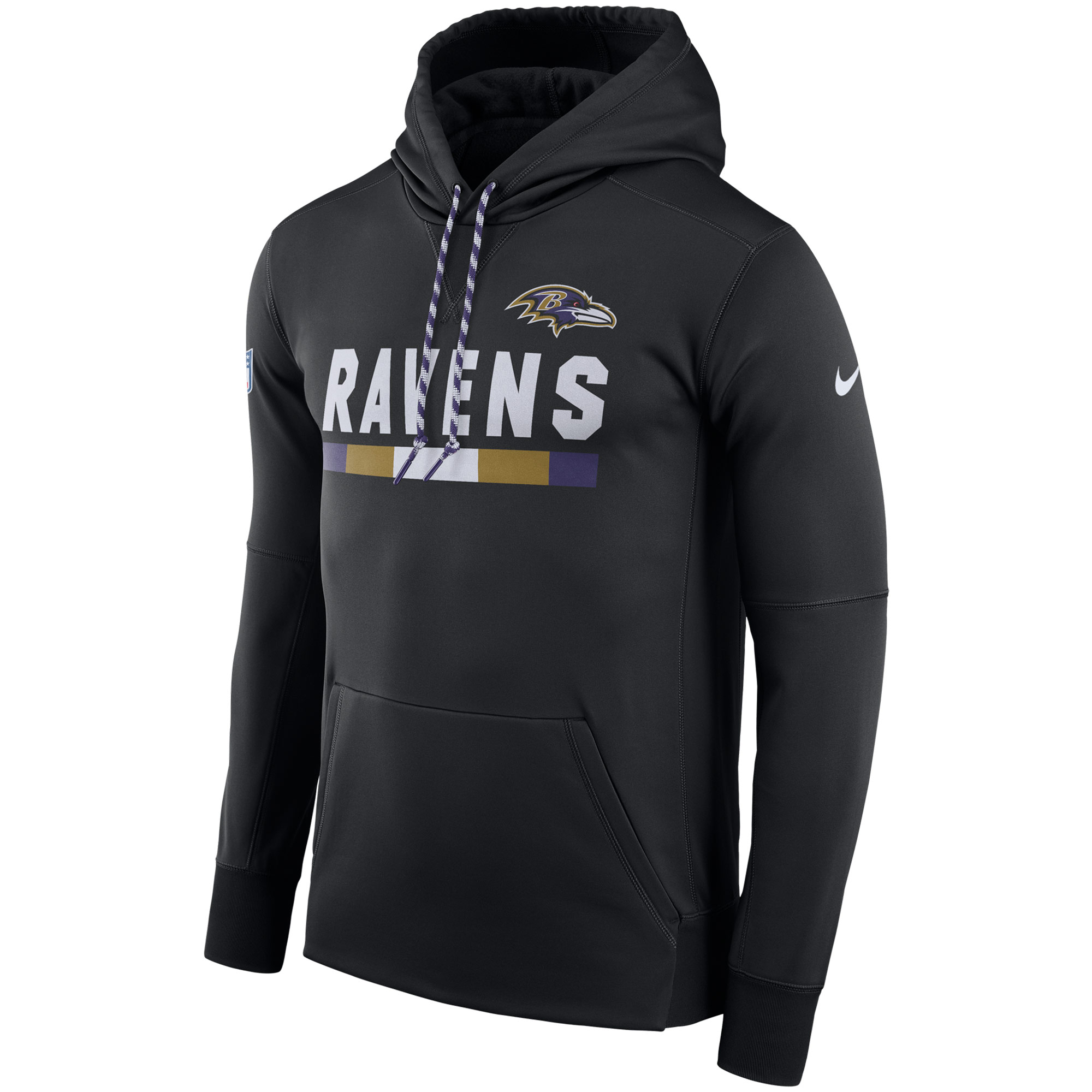 NFL Men Baltimore Ravens Nike Black Sideline ThermaFit Performance PO Hoodie->new york giants->NFL Jersey